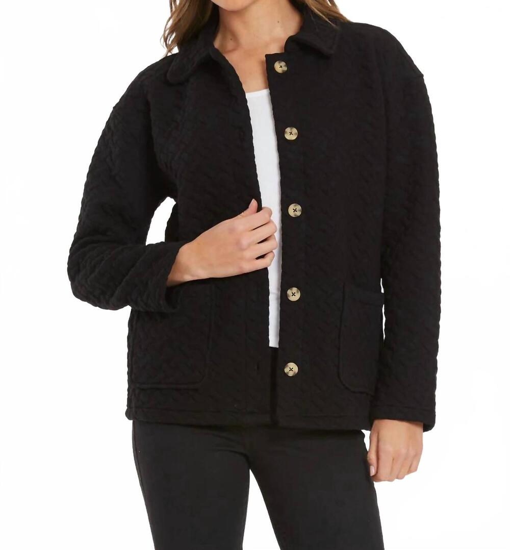 NEW MODODOC quilted long sleeve cardigan in black